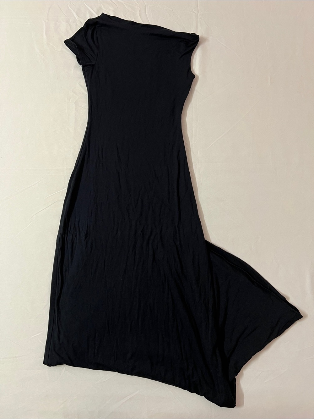 Meshki One Shoulder Asymmetrical Twist Maxi Black Dress